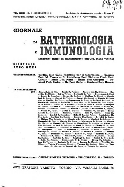 Giornale di batteriologia e immunologia bollettino clinico ed amministrativo dell'Ospedale Maria Vittoria