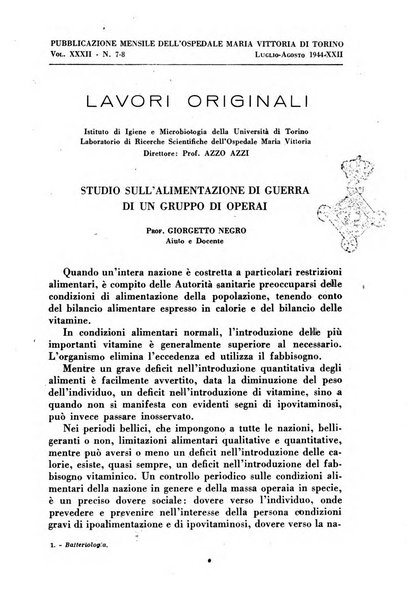 Giornale di batteriologia e immunologia bollettino clinico ed amministrativo dell'Ospedale Maria Vittoria