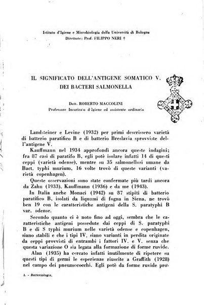 Giornale di batteriologia e immunologia bollettino clinico ed amministrativo dell'Ospedale Maria Vittoria