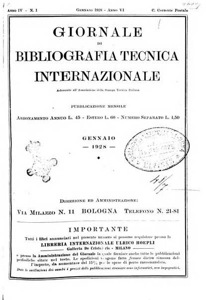 Giornale di bibliografia tecnica internazionale