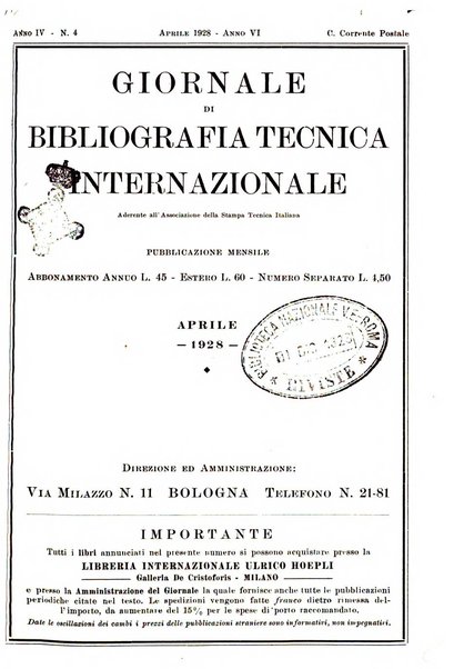 Giornale di bibliografia tecnica internazionale