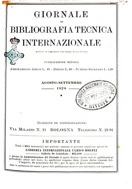 Giornale di bibliografia tecnica internazionale