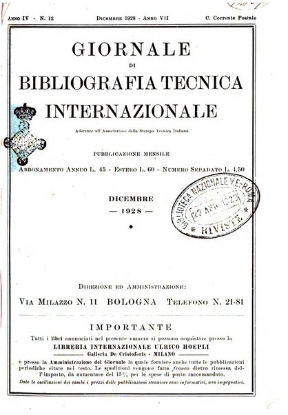 Giornale di bibliografia tecnica internazionale