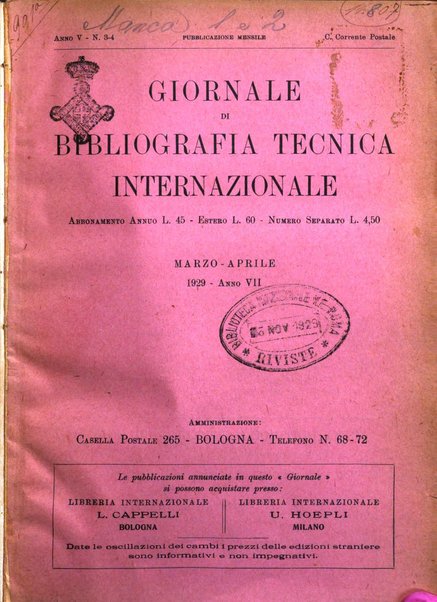 Giornale di bibliografia tecnica internazionale