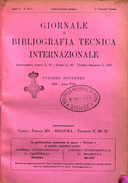 Giornale di bibliografia tecnica internazionale