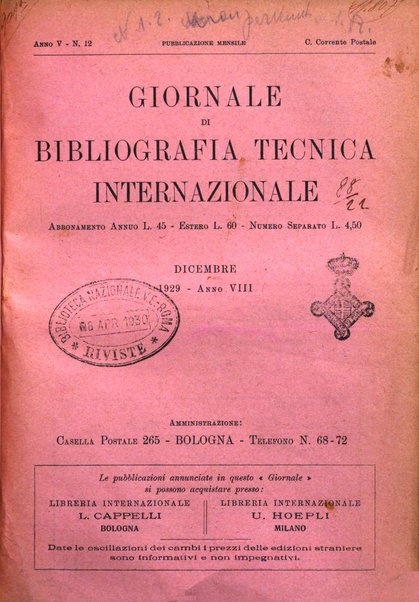 Giornale di bibliografia tecnica internazionale