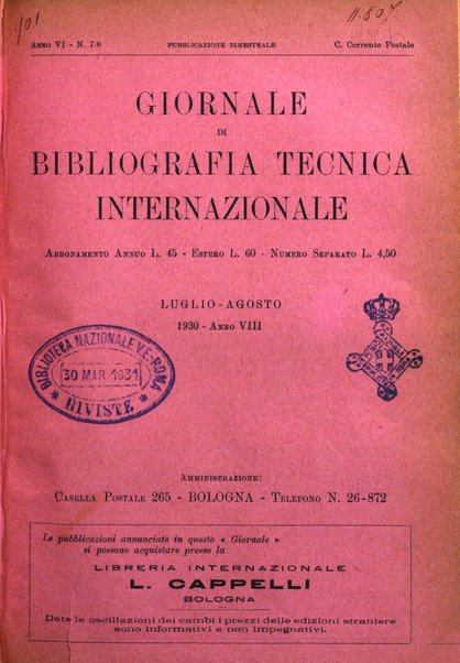 Giornale di bibliografia tecnica internazionale