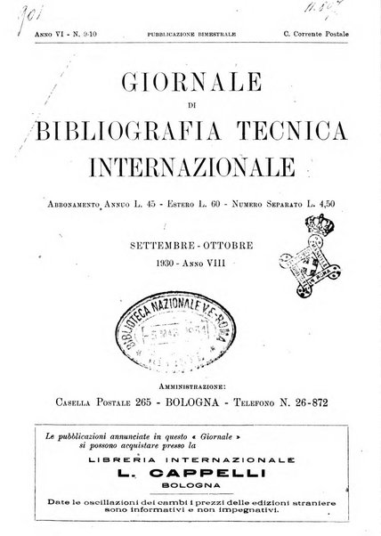 Giornale di bibliografia tecnica internazionale