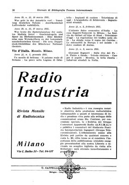 Giornale di bibliografia tecnica internazionale