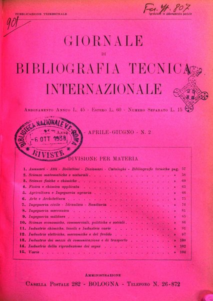 Giornale di bibliografia tecnica internazionale