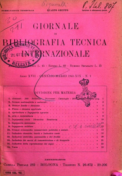 Giornale di bibliografia tecnica internazionale