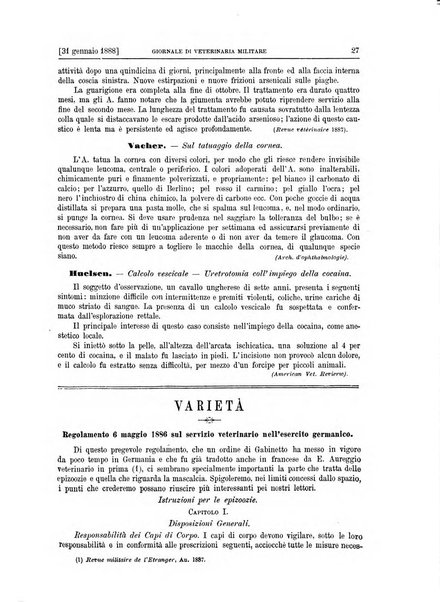 Giornale di veterinaria militare rivista mensile di scienze ippiche militari, clinica veterinaria, igiene del cavallo di truppa, ippotecnia