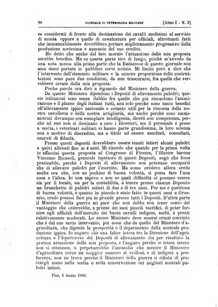 Giornale di veterinaria militare rivista mensile di scienze ippiche militari, clinica veterinaria, igiene del cavallo di truppa, ippotecnia