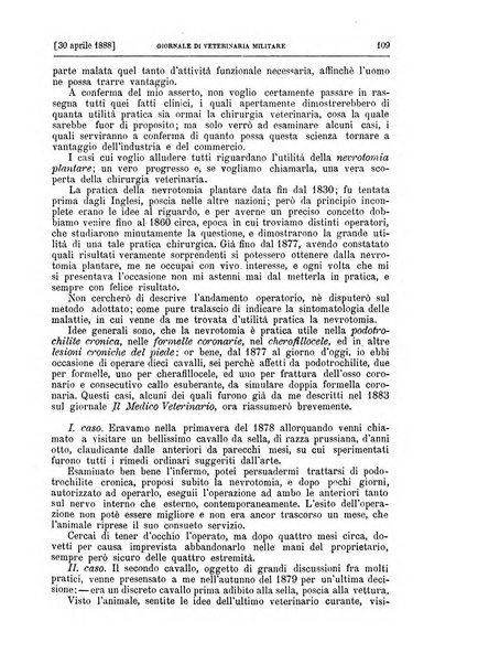 Giornale di veterinaria militare rivista mensile di scienze ippiche militari, clinica veterinaria, igiene del cavallo di truppa, ippotecnia