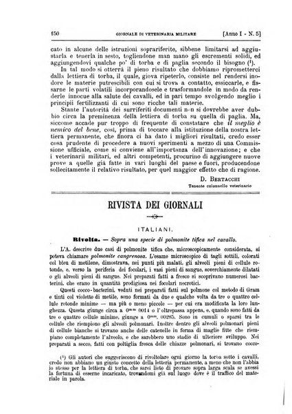 Giornale di veterinaria militare rivista mensile di scienze ippiche militari, clinica veterinaria, igiene del cavallo di truppa, ippotecnia