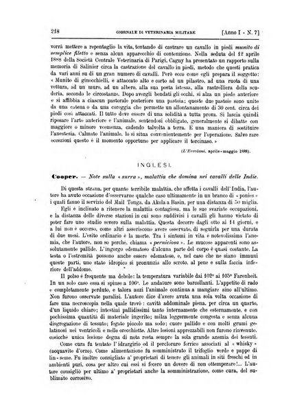 Giornale di veterinaria militare rivista mensile di scienze ippiche militari, clinica veterinaria, igiene del cavallo di truppa, ippotecnia