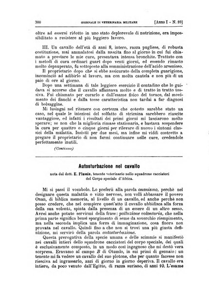 Giornale di veterinaria militare rivista mensile di scienze ippiche militari, clinica veterinaria, igiene del cavallo di truppa, ippotecnia