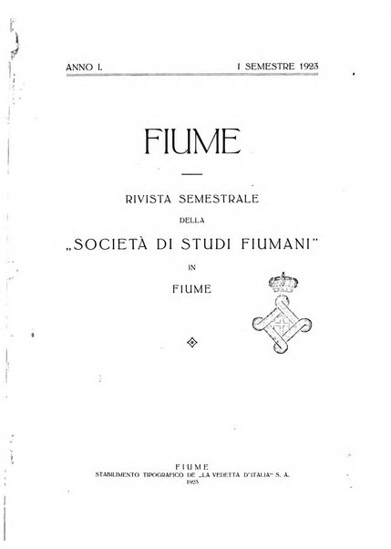 Fiume rivista semestrale della Società di studi fiumani in Fiume