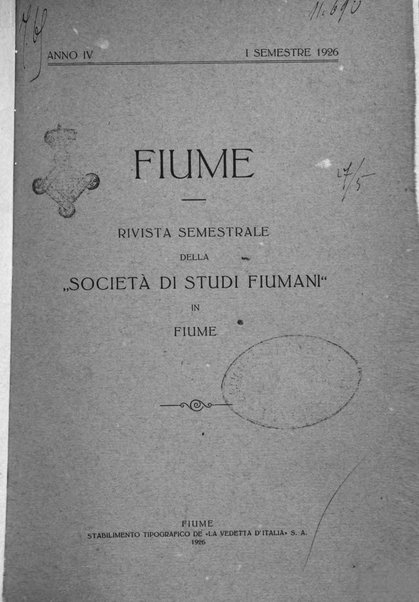 Fiume rivista semestrale della Società di studi fiumani in Fiume