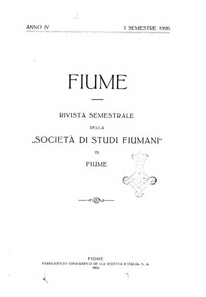 Fiume rivista semestrale della Società di studi fiumani in Fiume