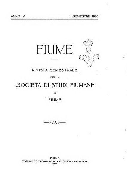 Fiume rivista semestrale della Società di studi fiumani in Fiume