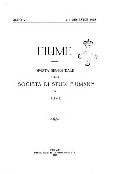 Fiume rivista semestrale della Società di studi fiumani in Fiume