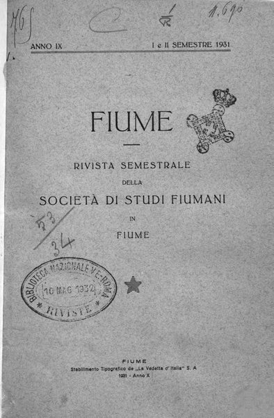 Fiume rivista semestrale della Società di studi fiumani in Fiume