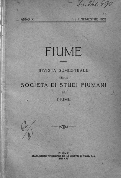 Fiume rivista semestrale della Società di studi fiumani in Fiume