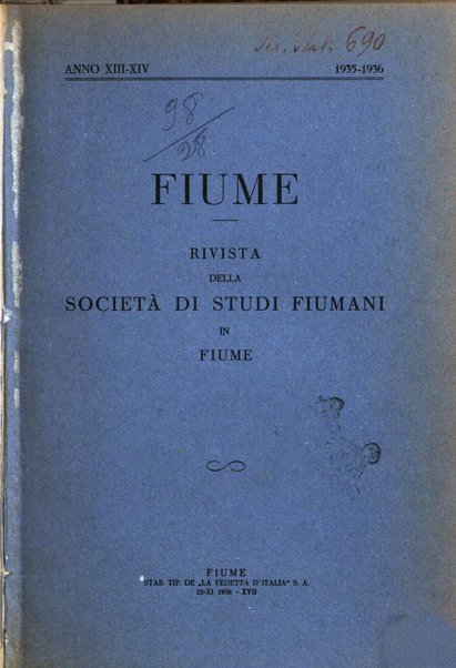 Fiume rivista semestrale della Società di studi fiumani in Fiume