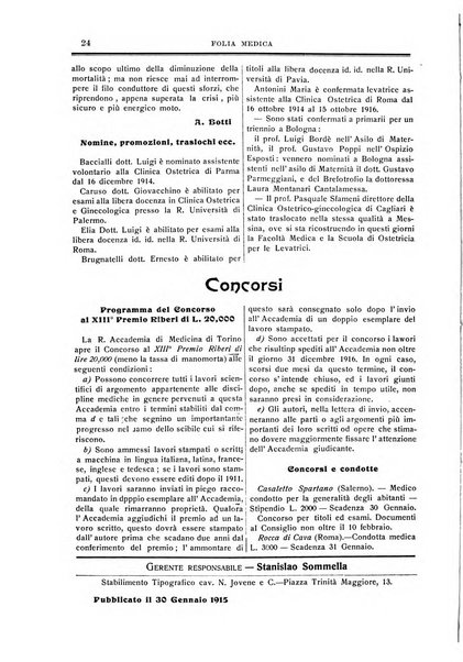 Folia medica periodico trimensile di patologia e clinica medica