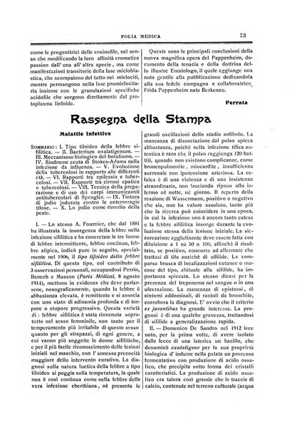 Folia medica periodico trimensile di patologia e clinica medica