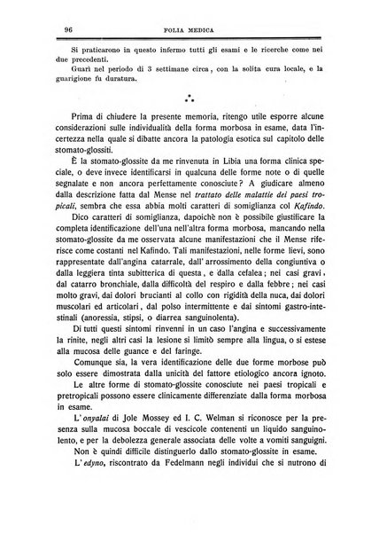 Folia medica periodico trimensile di patologia e clinica medica