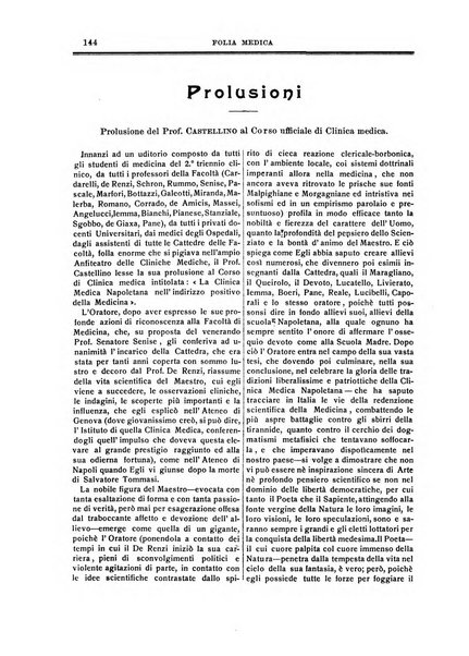 Folia medica periodico trimensile di patologia e clinica medica