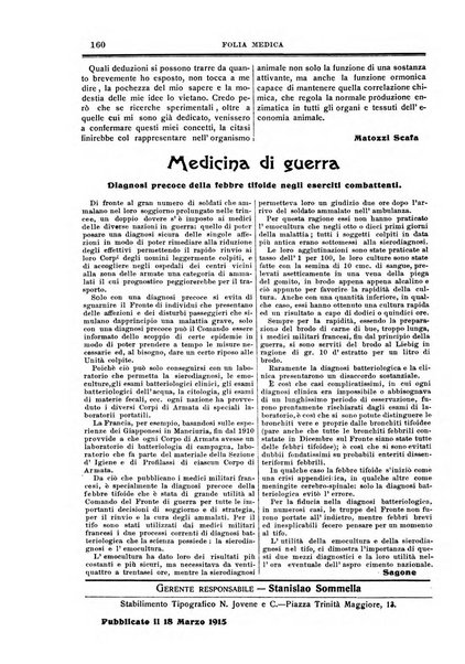 Folia medica periodico trimensile di patologia e clinica medica