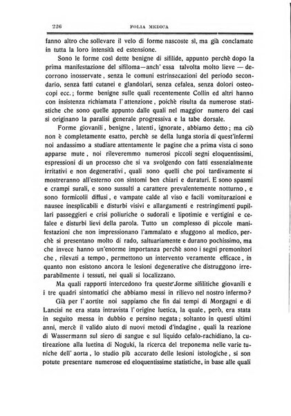 Folia medica periodico trimensile di patologia e clinica medica