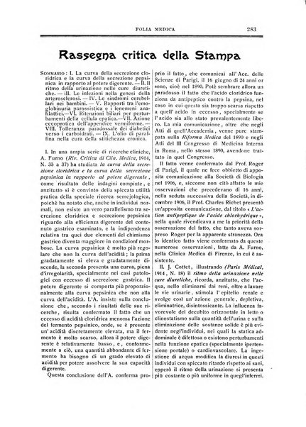 Folia medica periodico trimensile di patologia e clinica medica