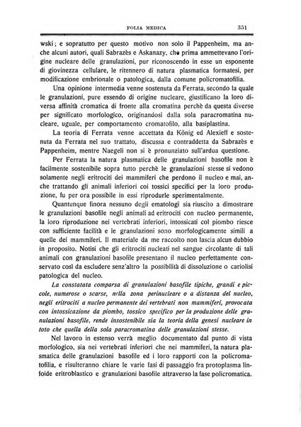 Folia medica periodico trimensile di patologia e clinica medica