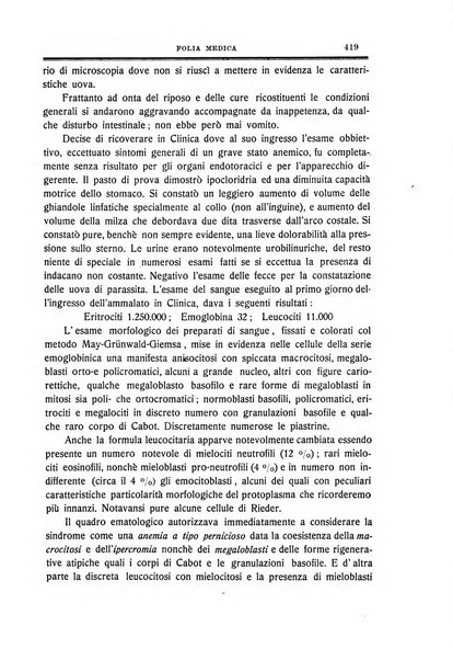 Folia medica periodico trimensile di patologia e clinica medica