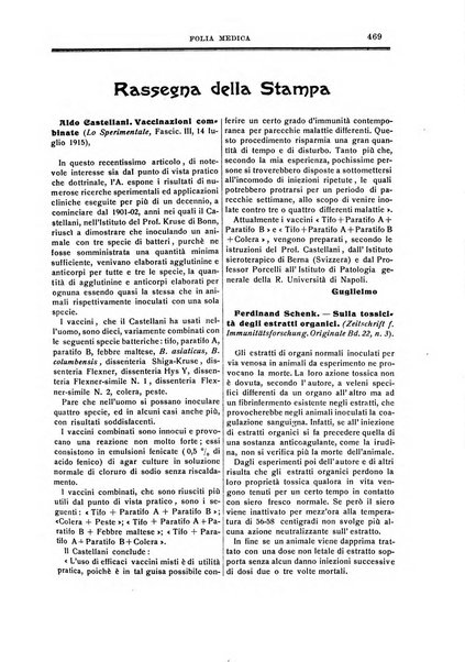 Folia medica periodico trimensile di patologia e clinica medica