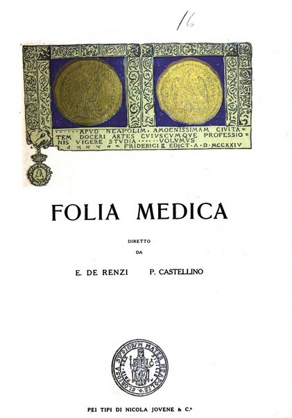 Folia medica periodico trimensile di patologia e clinica medica