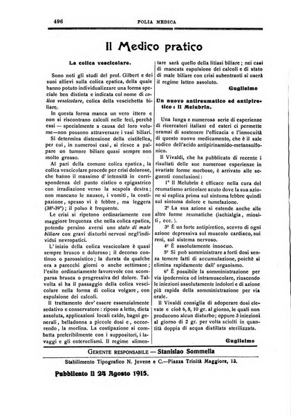 Folia medica periodico trimensile di patologia e clinica medica