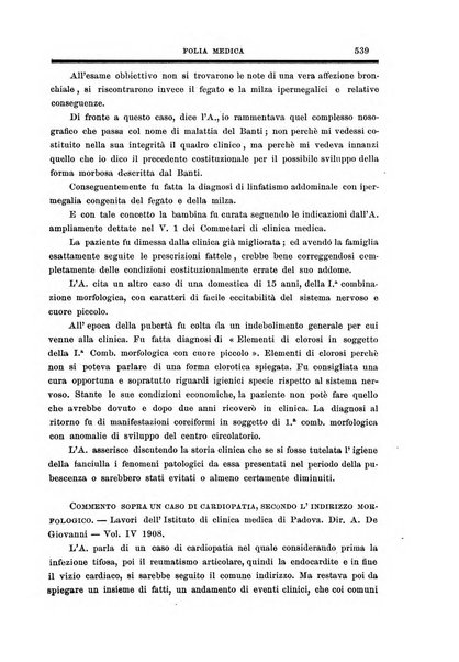 Folia medica periodico trimensile di patologia e clinica medica