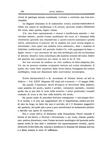 Folia medica periodico trimensile di patologia e clinica medica