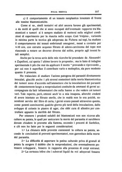 Folia medica periodico trimensile di patologia e clinica medica