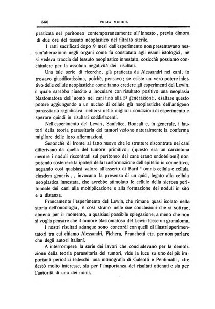 Folia medica periodico trimensile di patologia e clinica medica