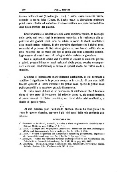 Folia medica periodico trimensile di patologia e clinica medica