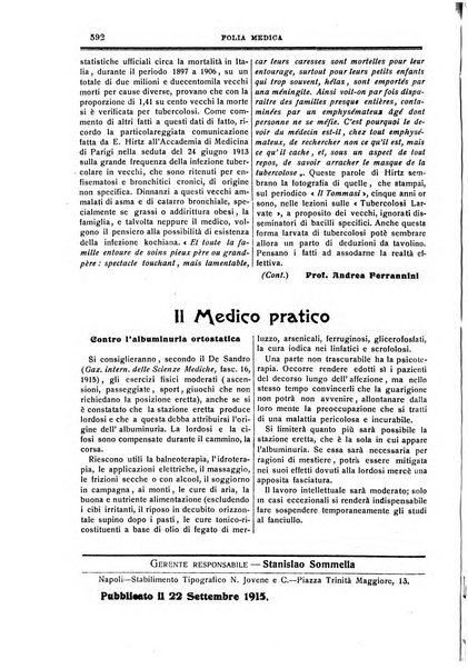 Folia medica periodico trimensile di patologia e clinica medica