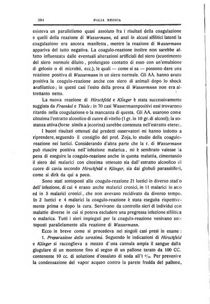 Folia medica periodico trimensile di patologia e clinica medica