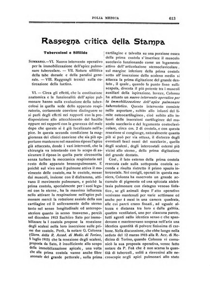 Folia medica periodico trimensile di patologia e clinica medica