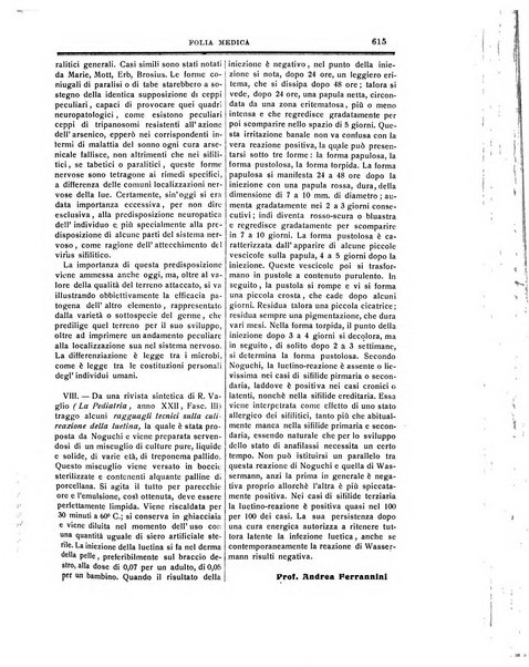 Folia medica periodico trimensile di patologia e clinica medica